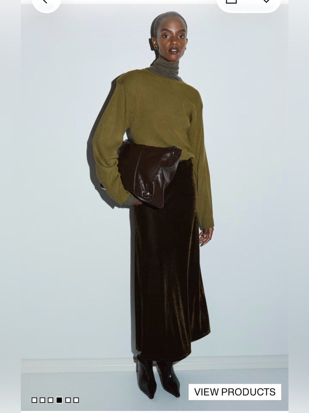 H&M Velour Skirt- Olive Green Velvet Maxi Skirt - Women- XS